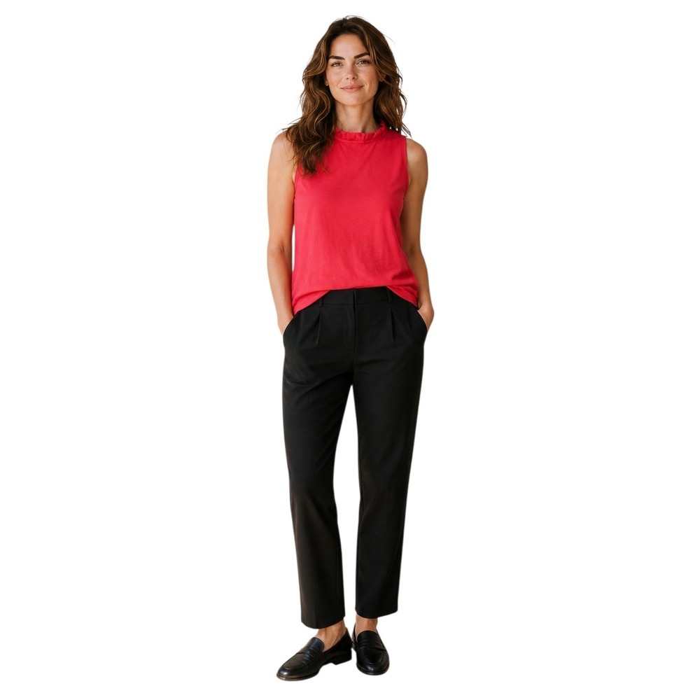 T.LA Sleeveless Top Women's Small Red Ruffled High Neck Button Keyhole Back Tank